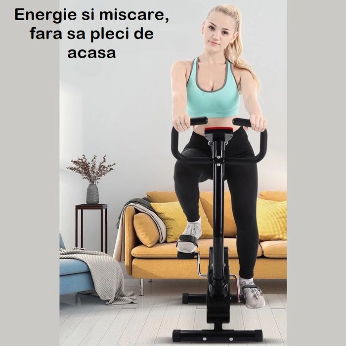 Bicicleta Fitness, CardioTrack, Rezistenta Ajustabila, Cadru Metalic, Inaltime Reglabila, Black