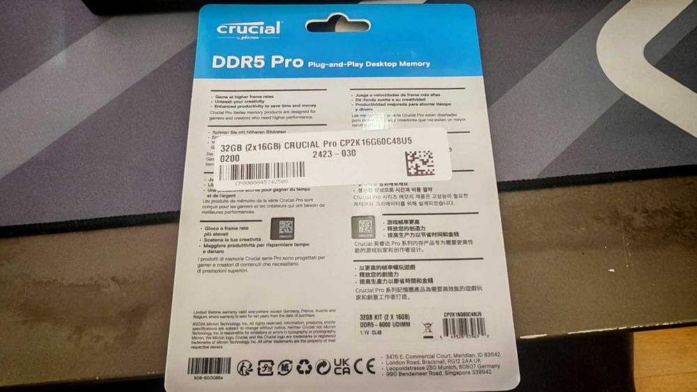 НОВА ! Рам памет Crucial Pro DDR5 RAM 32GB (2x16GB) 6000MHz