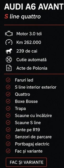 Audi A6 3.0 TDi facelift acte de polonia !