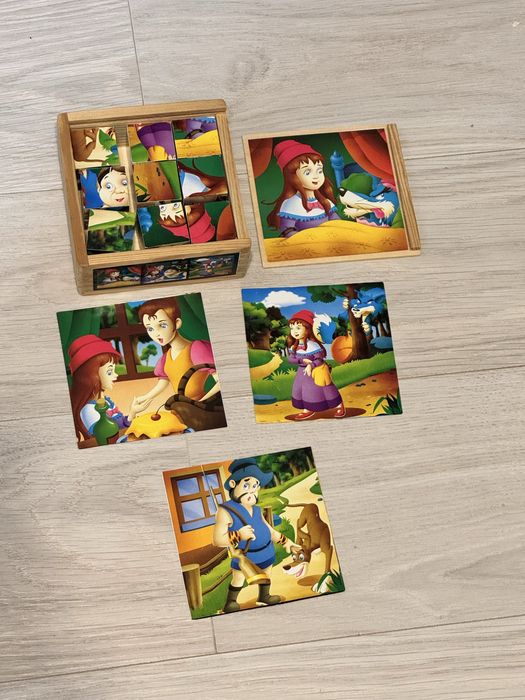 Puzzle de lemn din cuburi