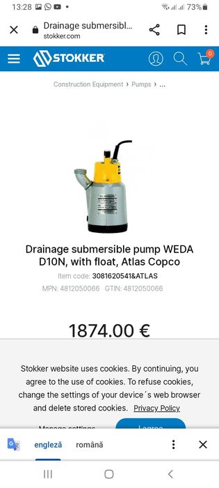 Pompa submersibila Atlas Copco Weda D 10 N