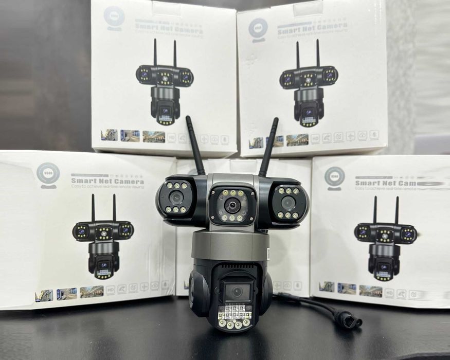 3 линзы Камера с солнечной панелью 4G 360 градусов камера наблюдения