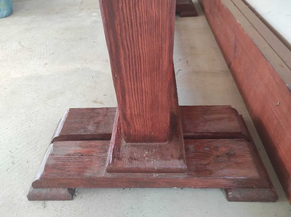 Дървена маса + 2 пейки от бор - масив