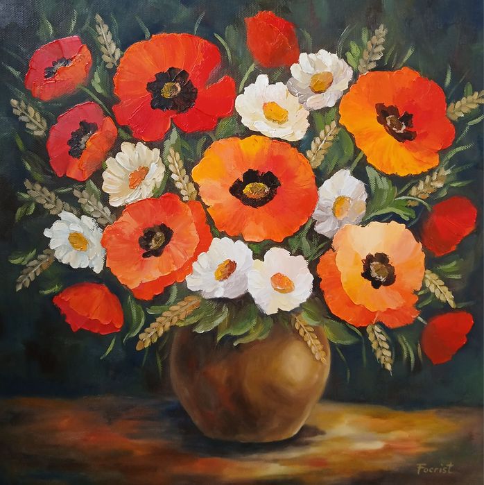 Tablouri originale, pictate manual pe pânză pe şasiu, 40 x 40 cm