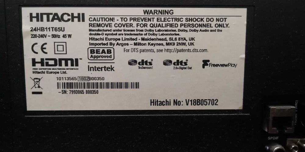 Ocazie! Vand TV Televizor LED HITACHI 24" 61cm diagonala negociabil