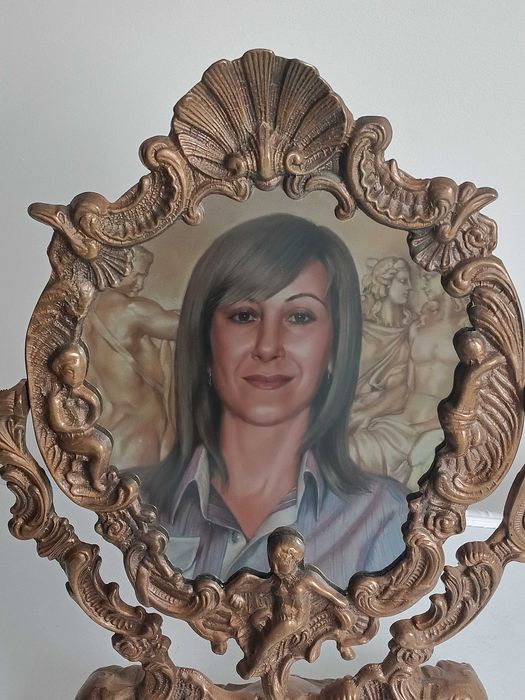 Бронзово , настолно огледало в стил Art Nouveau