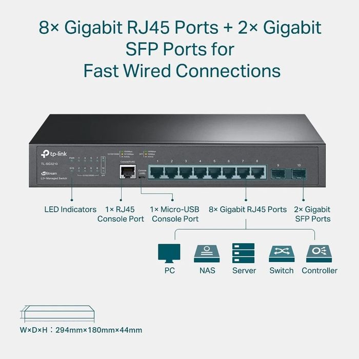 # 8port Tplink SG3210 Gigabit L2+ Omada Коммутатор Управляемый Свич