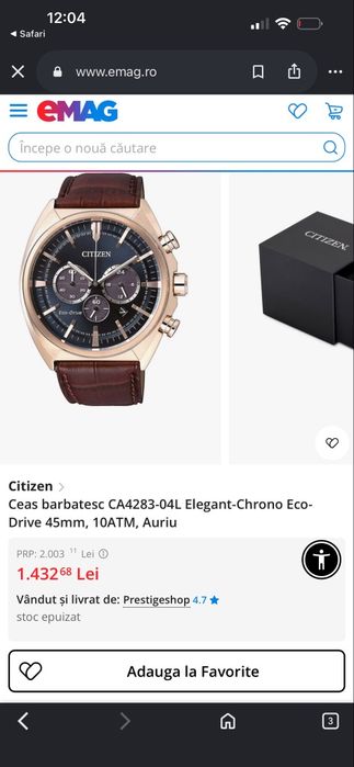 Ceas Citizen Eco-Drive Cronograph CA4283-04L Original