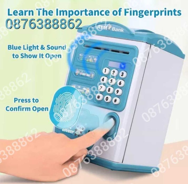 ПРОМО! Детска Касичка Сейф за Банкноти Монети Парола Пръстов Отпечатък