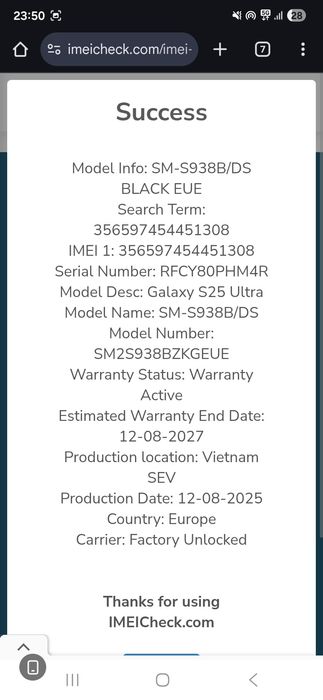 Samsung S25 Ultra 512GB NOU