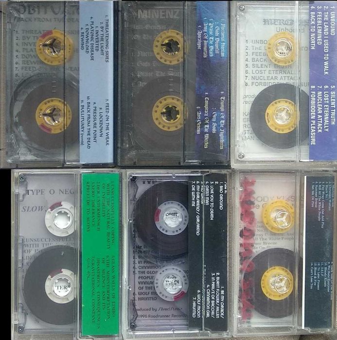 Неофициални аудио касети с метъл (блек, дет) и рок