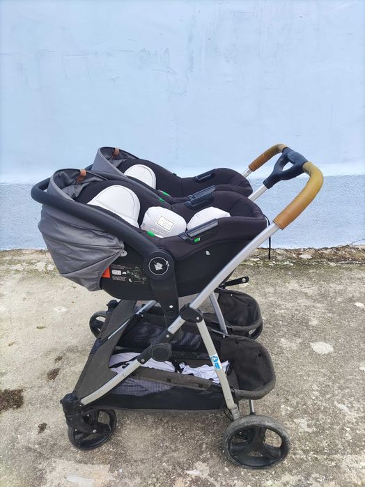 Количка за близнаци Chipolino Duo Smart + 2 столче / кошница за кола Chipolino Duo Smart