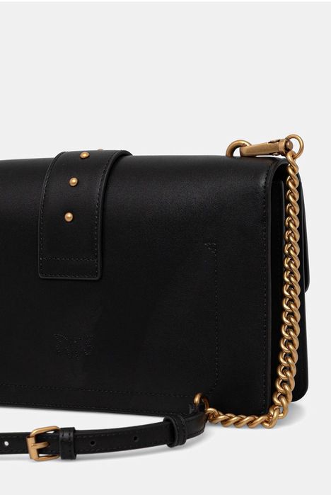 Оригинална черна кожена чанта Pinko