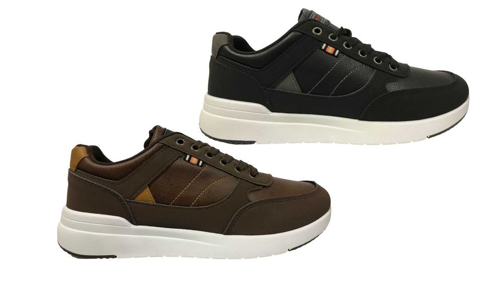 Мъжки кожени маратонки в черно и кафяво -3081