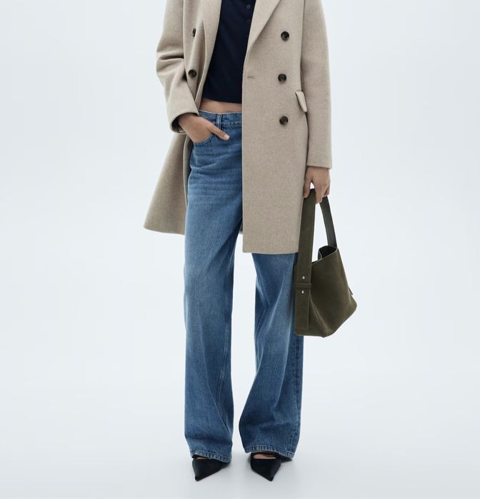 Палто Mango в цвят екрю, размер 34/XS, ново, с етикет