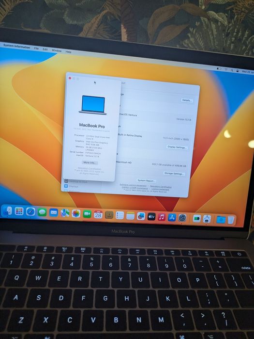 MacBook Pro 13 Inch i5 2.5 GHZ 16gb ram 512gb SSD 2K17 Ultima gen