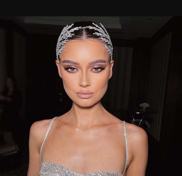 Diadema ,Placat Aur Alb, Pietre Zirconiu Cubic ,Șlefuire De Diamant 5A