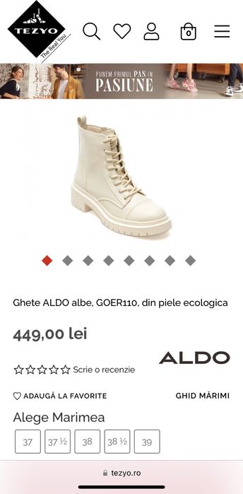 Ghete Aldo marimea 38 (recomand 37 sau 37,5)