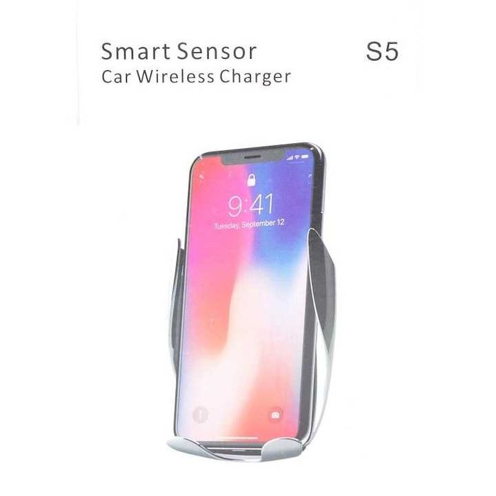 Безжично зарядно за кола с поставка за телефон