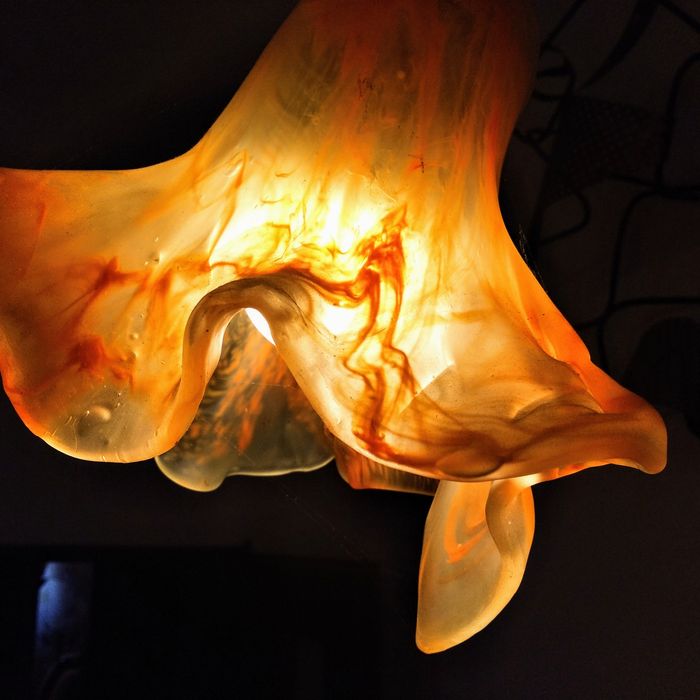 Aplica vintage / corp iluminat fier forjat si sticla Murano