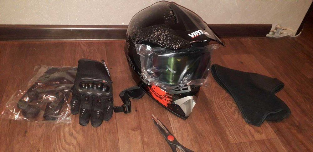 Set casca enduro+Ochelari+Manusi+Cagula