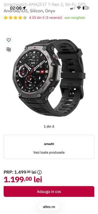 Smartwatch Amazfit T-Rex 3 onyx • NOU / SIGILAT •