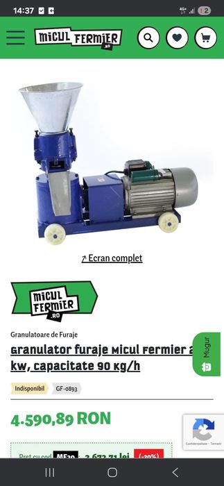 Granulator furaje Micul Fermier 2.8 kW, capacitate 90 Kg/h