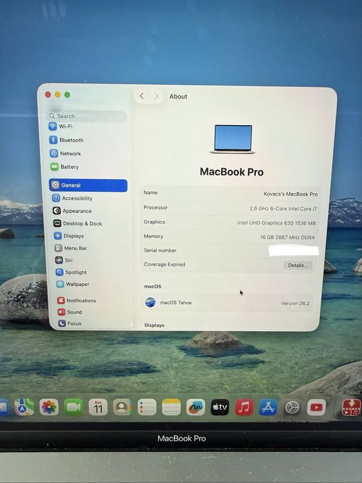 MacBook Pro 16” 2019, i7 2.6Ghz, 16GB Ram, 512GB SSD, Radeon Pro 5300M