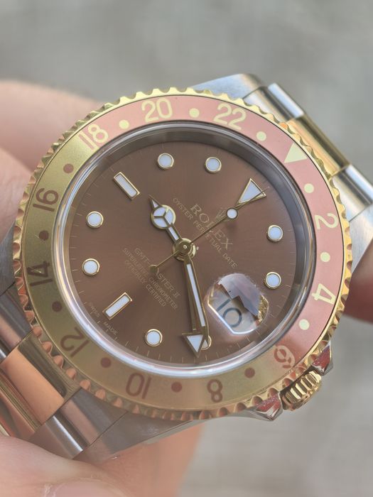 Rolex 16713 GMT Master 2 Root Beer 18K Gold/Steel