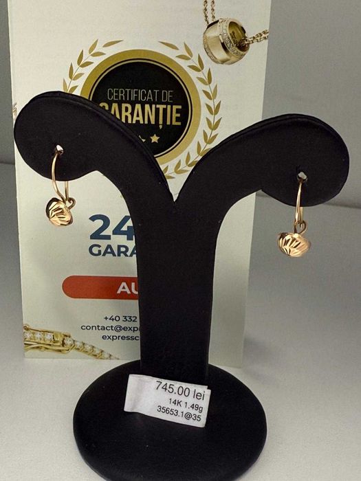 (AG35) Cercei aur 14k 1.49g b35653 - Garantie 2 ani!