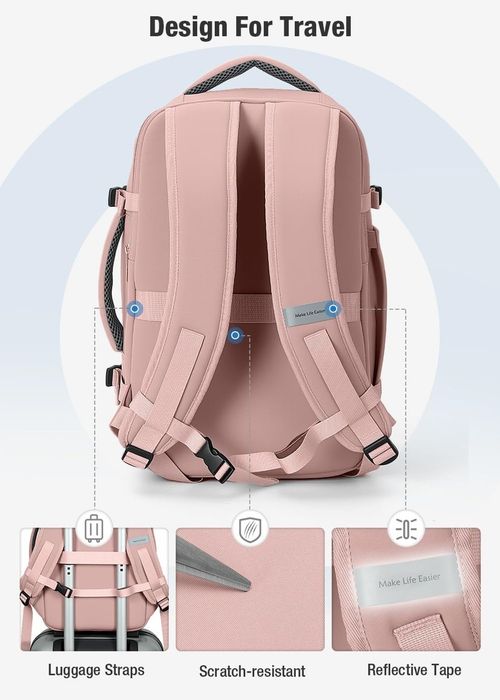 Rucsac Cabină 40x20x25 cm Ryanair + 6 Organizatoare Bagaj – Roz