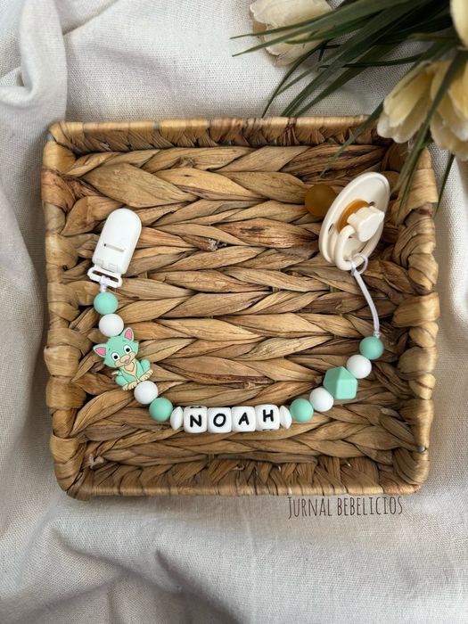 Lănțișor pentru suzeta din Silicon si lemn