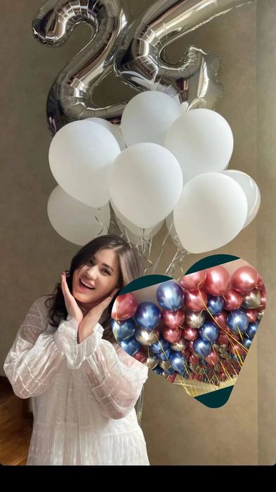 Sharlar vozdushniy geliviy uchar sharlar+Gul buket kapaleyli