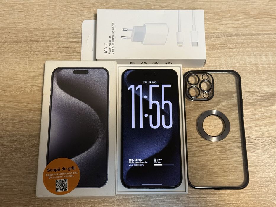 iPhone 15 Pro Max 256GB Blue Titanium Impecabil Cutie și Accesorii