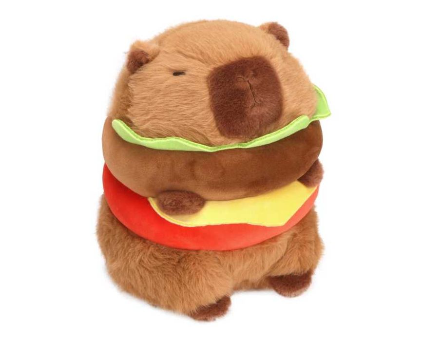 Голяма Плюшена играчка Капибара Хамбургер, 45см