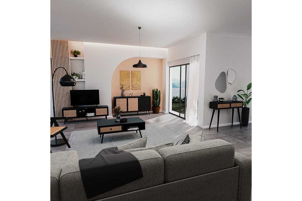 Стилен бюфет Oslo с ратан в 2 различни цвята - 150x39x79см.
