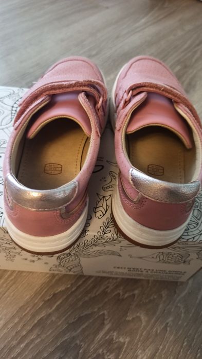 Clarks - Pantofi sport de piele cu velcro, Roz prafuit, 33 E