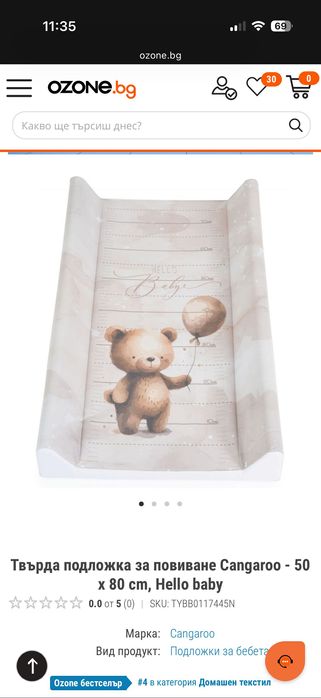 Повивалник Cangaroo 50x 80 см