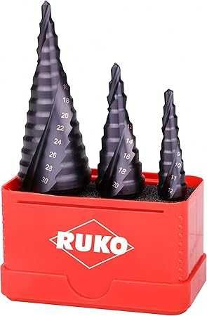 Set 3 Burghie în Trepte RUKO HSS – 3 Muchii de Tăiere (NOU)