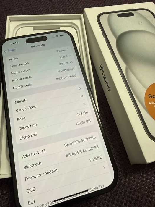 Iphone 15 128GB Nou 0 cicluri desigilat pentru proba