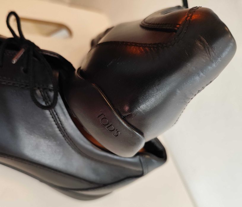 Pantofi sport casual de lux 42 42.5 TOD'S piele naturala superioara moale negru