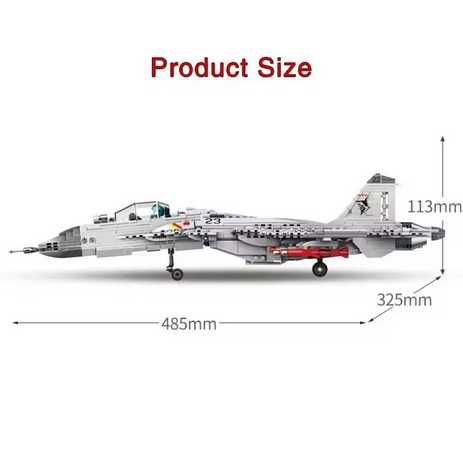 Joc constructii tip Lego avion J-15 cu 1186 piese si 4 figurine