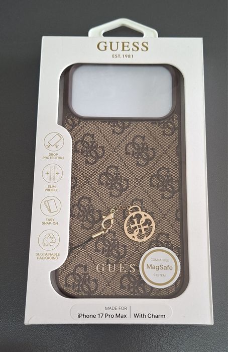 Оригинален кейс Guess за iPhone 17 Pro Max метално лого силикон