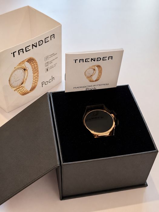 НОВ ! Луксозен Смарт Часовник - TRENDER POCH - Rose Gold  - AMOLED -  Bluetooth Разговори !