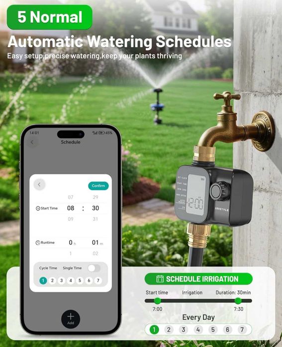 WiFi таймер за напояване месингови входове  изходи за градински маркуч