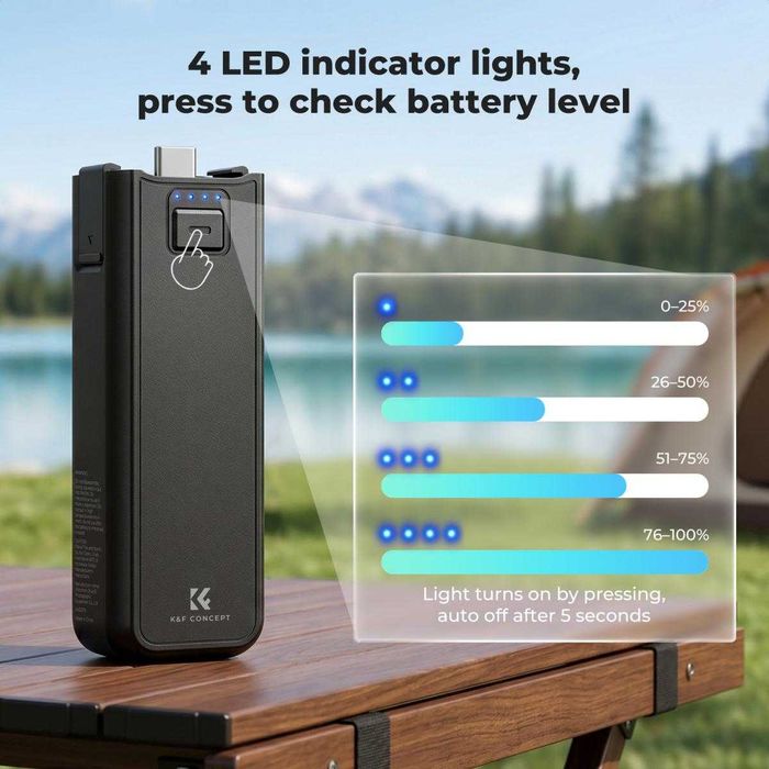 Батерийна дръжка с бързо зареждане 5000mAh K&F Concept за DJI Osmo Pocket 3 / 4 / 4P