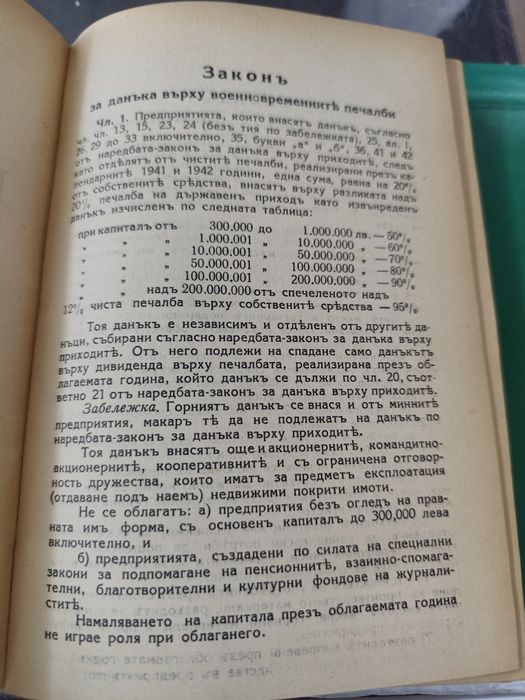 Коментар на закона за данъка върху военновременните печалби 1941 г