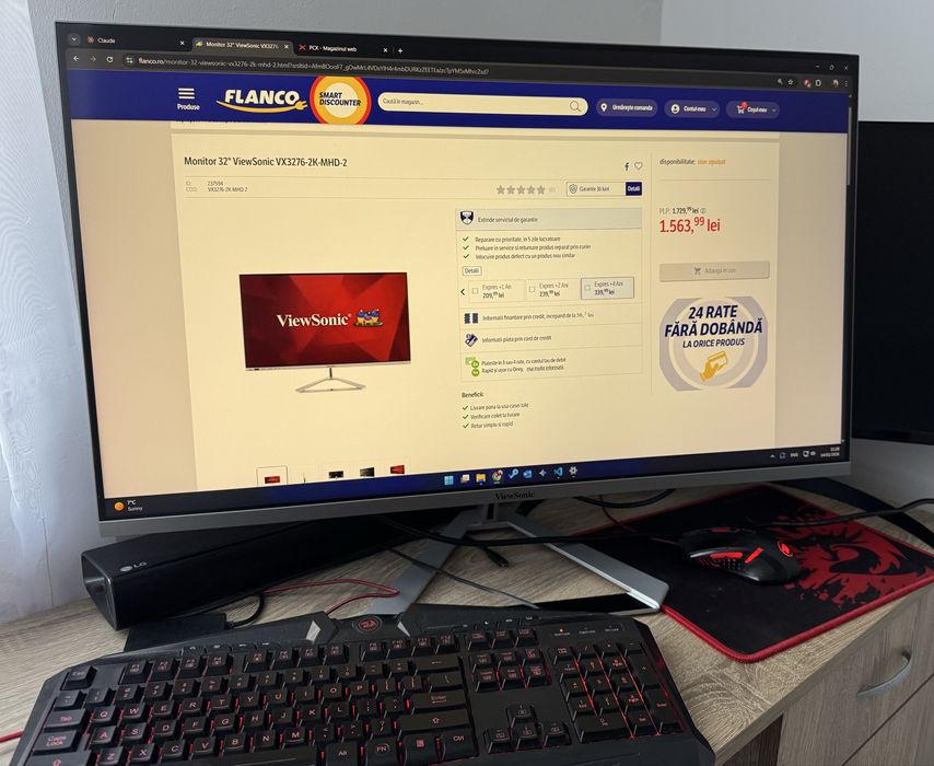 Monitor ViewSonic 32" QHD VX3276-2K – Design Ultra-Slim