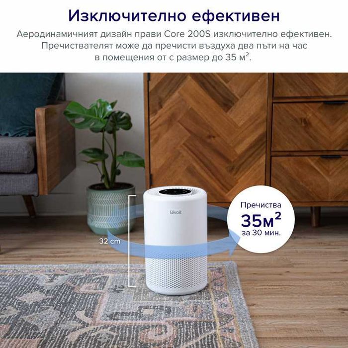 Пречиствател за въздух Levoit Core 200S, 3 в 1, 31.5м