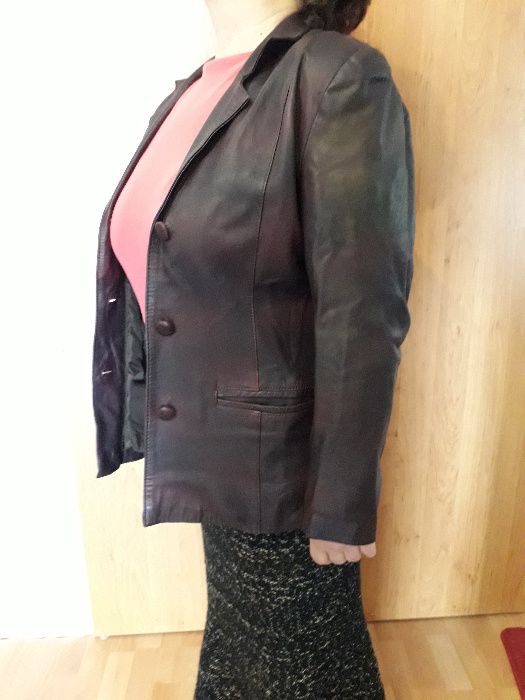 Geaca Jacheta Piele dama pe Rosu Bordeaux